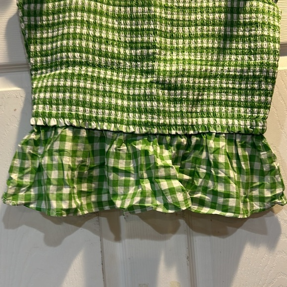 Draper James RSVP Green Gingham Smocked Top L - Picture 6 of 7